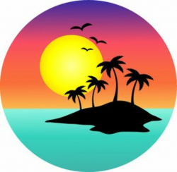 Sunset Clipart Tropical Scene With Palm Trees And Birds 0071 ...