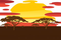 Sunset Silhouette Sky - African grassland vector png ...