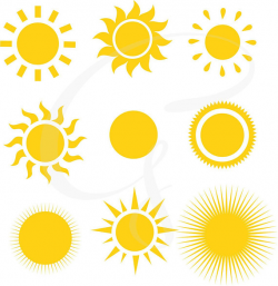 Sun clipart, Sun Digital Clipart, sunshine, commercial use, sun ...