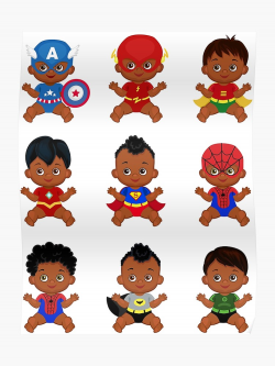 African American Superhero baby, Superhero Multicultural Baby Costumes,  SuperBaby Boys Clipart. | Poster