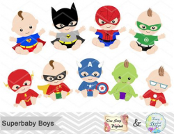 Digital Superhero Baby Boys Clipart Superhero by ...