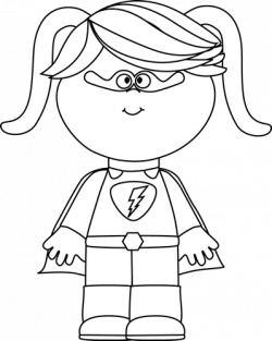 Black and White Little Girl Superhero | Superhero coloring ...