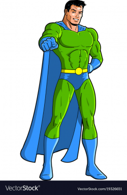 Pointing superhero mascot character clipart