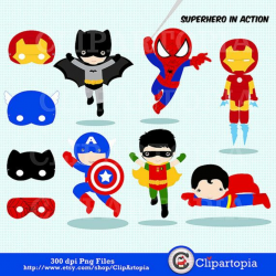 Superhero in action Digital Clipart / Super Hero Clipart ...