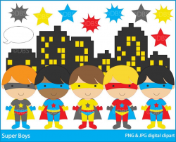 superhero clipart digital clip art super hero boys - BUY 2 ...