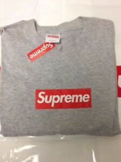 Details about New Authentic Supreme Grey Box Logo Tee Large Tags Raekwon  Dipset Kermit Tyson