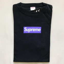 Supreme Purple On Black Box Logo Tee 2005