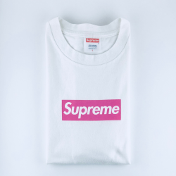 Supreme Pink On White Box Logo Tee