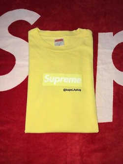 100% AUTHENTIC SUPREME OG Yellow BOX LOGO TEE T Shirt Size Medium RARE  Paris 