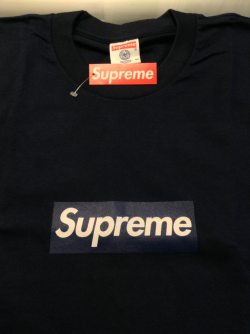 2015 Supreme Yankee Box Logo Tee Navy