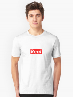 \'Real Supreme Box Logo Parody\' T-Shirt by sidebar
