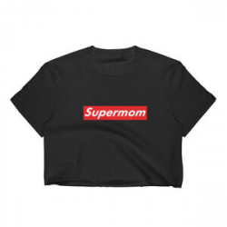 Details about Supermom Woman\'s Crop Top T-Shirt - Small-2XL Supreme Logo  Mother\'s Day Tee
