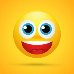 Happy cartoon emoticons Was excited, surprised on a bright ...