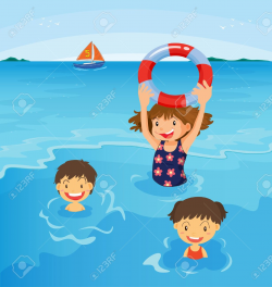 Beach Swimming Clipart