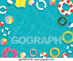 Vector Illustration - Inflatable ring and mattress swimming ...