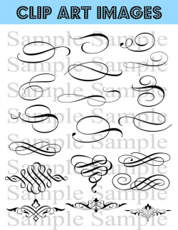 Swirly Flourish Swirls Wedding Clipart INSTANT DOWNLOAD Swirl Clip ...