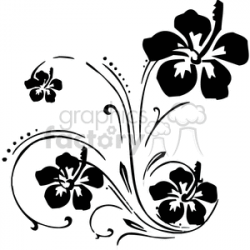 black hibiscus floral swirl designs clipart. Royalty-free clipart # 373759