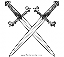 Crossed Medieval Sword Clipart - Clip Art Library