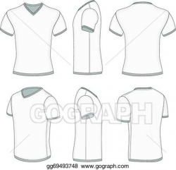 Vector Stock - Men\'s white short sleeve t-shirt v-neck ...