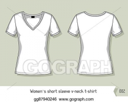 Vector Illustration - Women short sleeve v-neck t-shirt ...