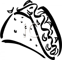 Single Black and White Taco Clipart Image - foodclipart.com