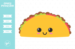 Kawaii Taco SVG DXF By Emily Peterson Studio | TheHungryJPEG.com