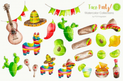 Watercolor Taco Mexican Food Clipart