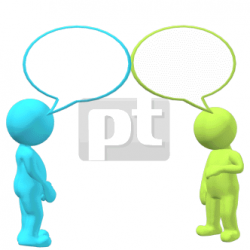 Green and Blue People with Speech Bubbles Talking Animated ...