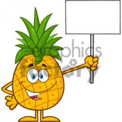 Royalty Free RF Clipart Illustration Talking Pineapple Fruit With Green  Leafs Cartoon Mascot Character Holding A Blank Sign Vector Illustration ...