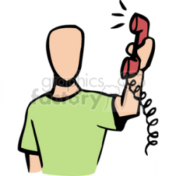 An Image of a Man Holding the Phone while Someone is Talking clipart.  Royalty-free clipart # 155767