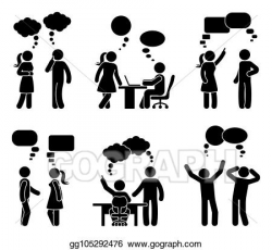 EPS Illustration - Stick figure office people speech bubble ...