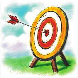 Target and arrow going left brown background archery clipart ...