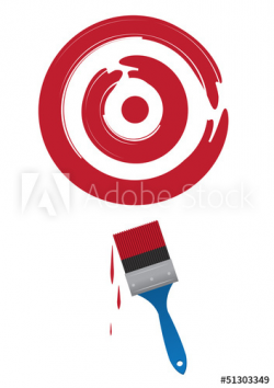 Paint brush painting a large red target - Buy this stock ...