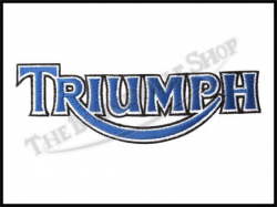 TRIUMPH MOTORCYCLES LOGO EMBROIDERED PATCH BLUE / BLACK ON WHITE PN#  TBS-04-1040