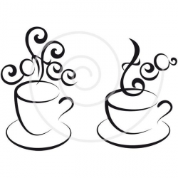 Coffee and tea cups with hearts, digital clipart, clip art ...