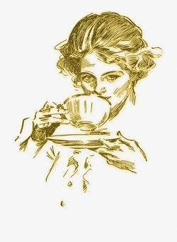 Drinking Coffee Clipart - Woman Illustration Drinking Tea ...