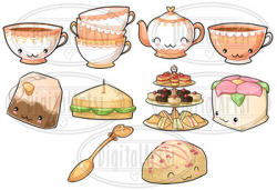 Kawaii Tea Party Clipart Set