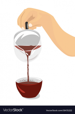 Hand pouring hibiscus tea from teapot into cup