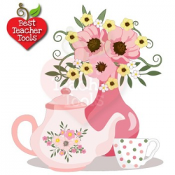 Tea Time Clipart, Valentine Days Clipart, Tea Party, Tea Pot Art, AMB-1981
