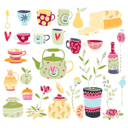 Tea Time Vector Clipart Illustrations