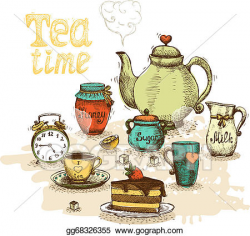Vector Art - Tea time still life. Clipart Drawing gg68326355 ...