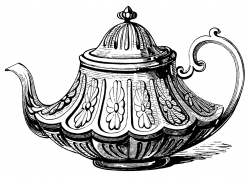 Victorian tea pot, vintage teapot clip art, black and white ...