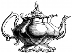 Victorian tea pot illustration, vintage teapot clipart ...
