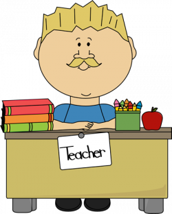 Blond Male Teacher Sitting at a Desk | School/Teacher Clip Art ...