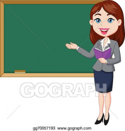 Vector Stock - Cartoon female teacher standing nex. Stock Clip Art ...