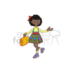 An african american girl walking from school clipart. Royalty-free clipart  # 158998