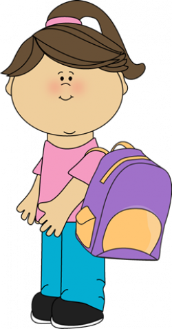 School Girl Wearing a Backpack | School clipart, School ...