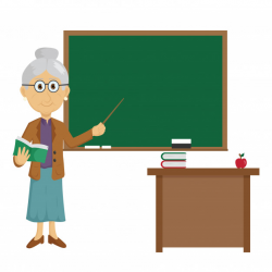 Old woman teacher, teaching in the classroom Vector ...