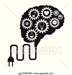 Vector Clipart - Brain technology gears social media. Vector ...