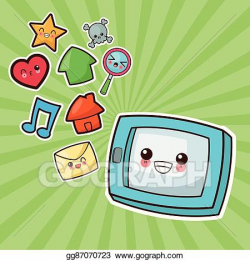 EPS Illustration - Kawaii cartoon. technology and social ...